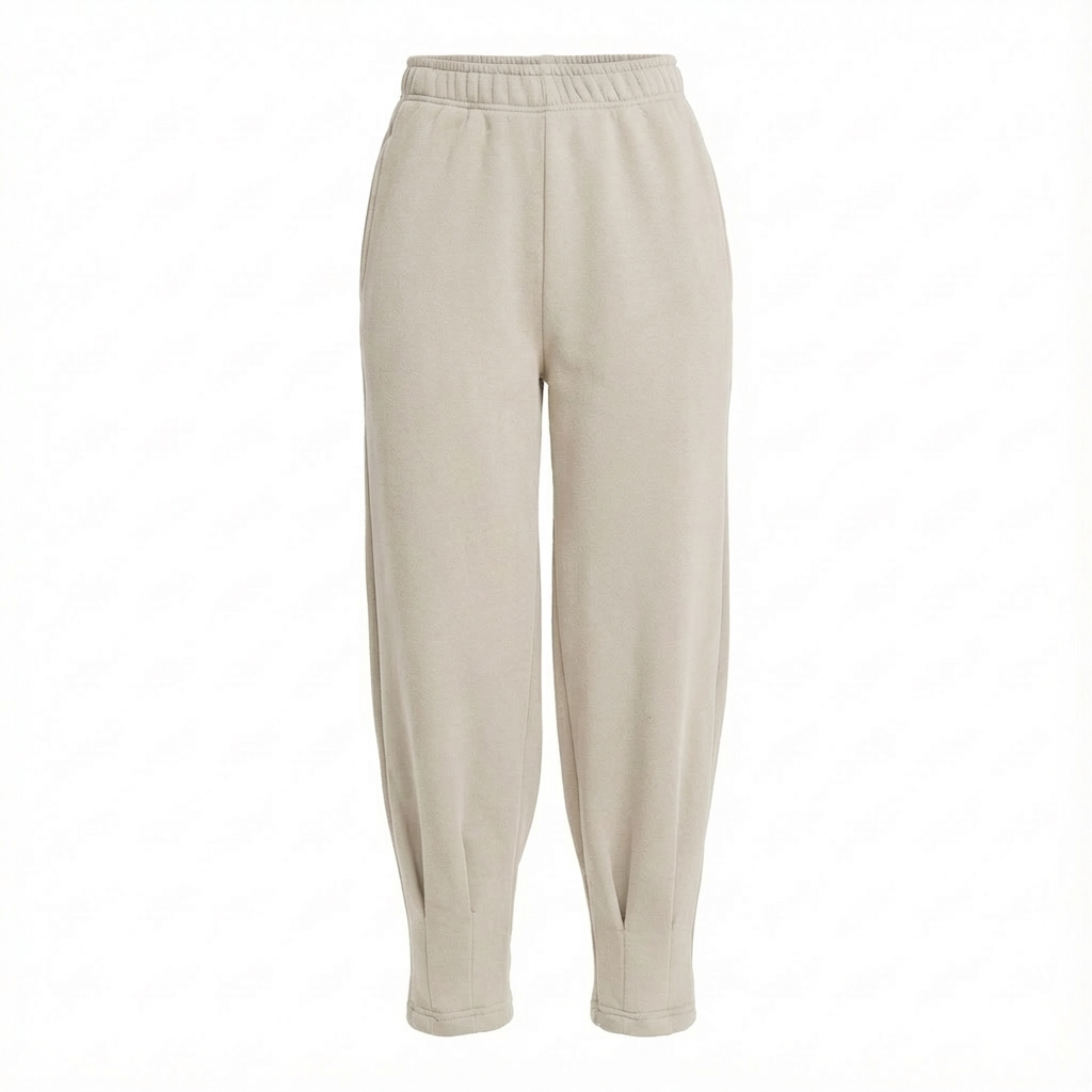 SPODNIE DRESOWE OVERSIZE Z PRZESZYCIAMI NA NOGAWKACH BEŻOWE - ANACAPA packshot