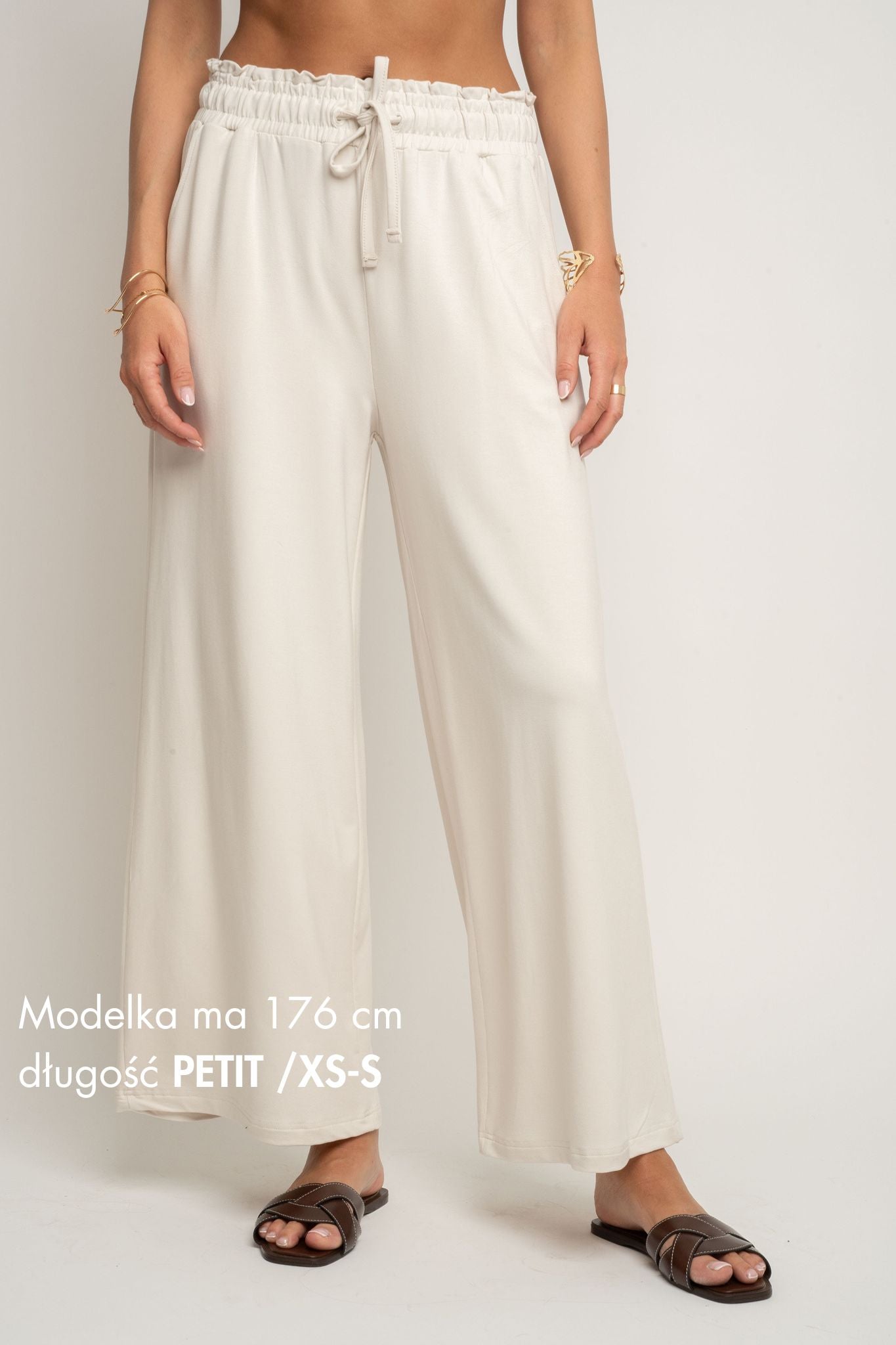 WOMEN'S ECRU VISCOSE TROUSERS - ELYSIA