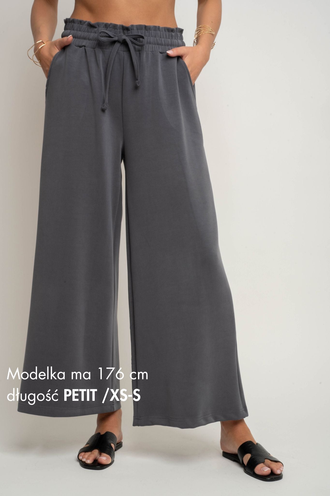 DAMSKIE SPODNIE Z MODALU SZARE - CALDERA