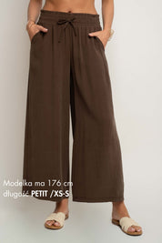 DAMSKIE SPODNIE Z MODALU BRĄZOWE - KYMA