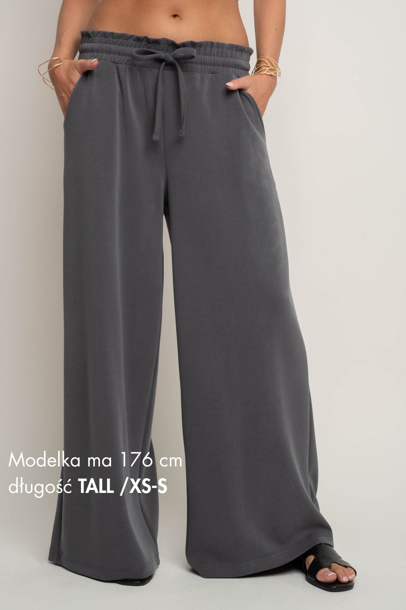 DAMSKIE SPODNIE Z MODALU SZARE - CALDERA