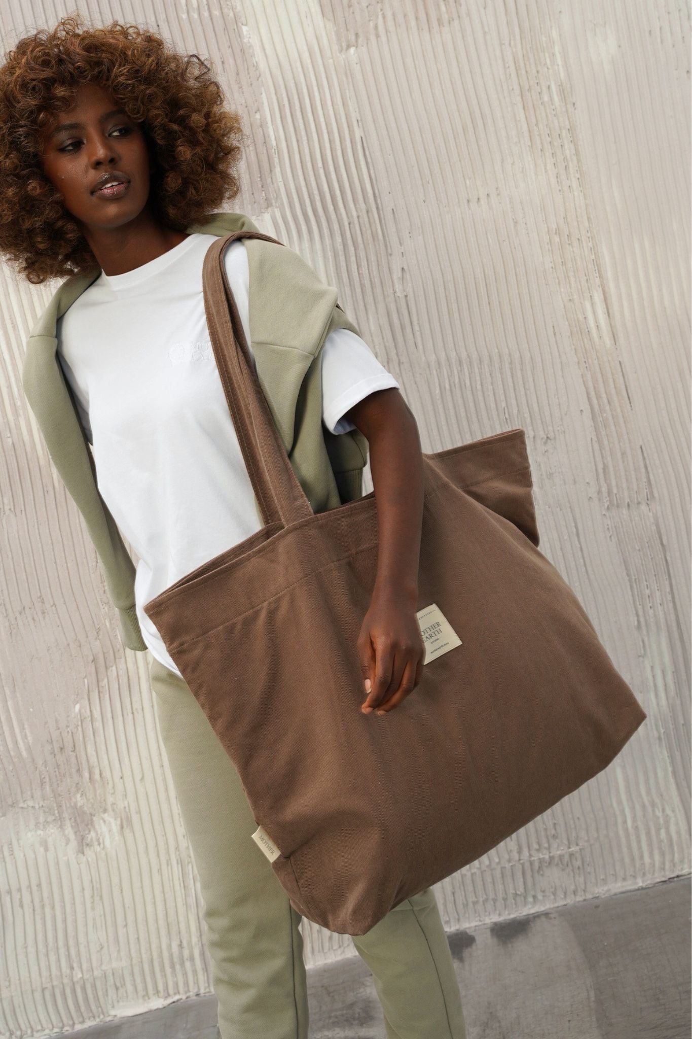 TORBA TYPU SHOPPER  BAG CIEMNOBEŻOWA - ADALAR