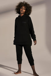 LONG ASYMMETRIC HOODED SWEATSHIRT 2nd drop BLACK - HALLA