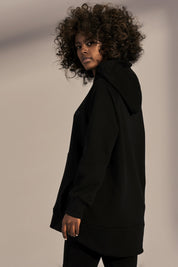 LONG ASYMMETRIC HOODED SWEATSHIRT 2nd drop BLACK - HALLA