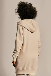 LONG ZIPPERED SWEATSHIRT WITH HOOD LIGHT BEIGE - LEUKADA