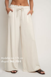 WOMEN'S ECRU VISCOSE TROUSERS - ELYSIA