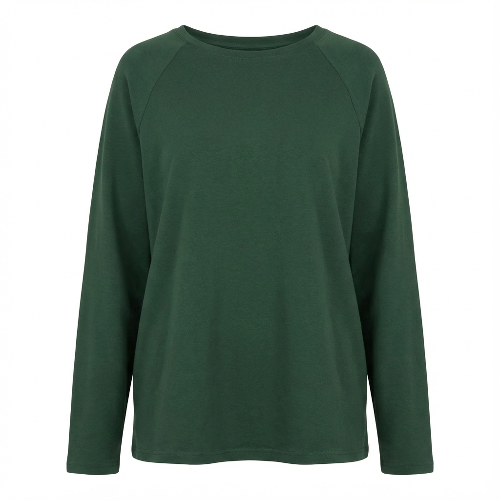 BLUZKA Z DŁUGIM RĘKAWEM CIEMNOZIELONA - INARI packshot