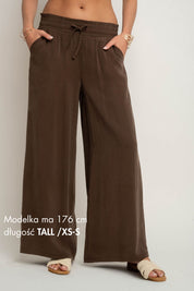 DAMSKIE SPODNIE Z MODALU BRĄZOWE - KYMA