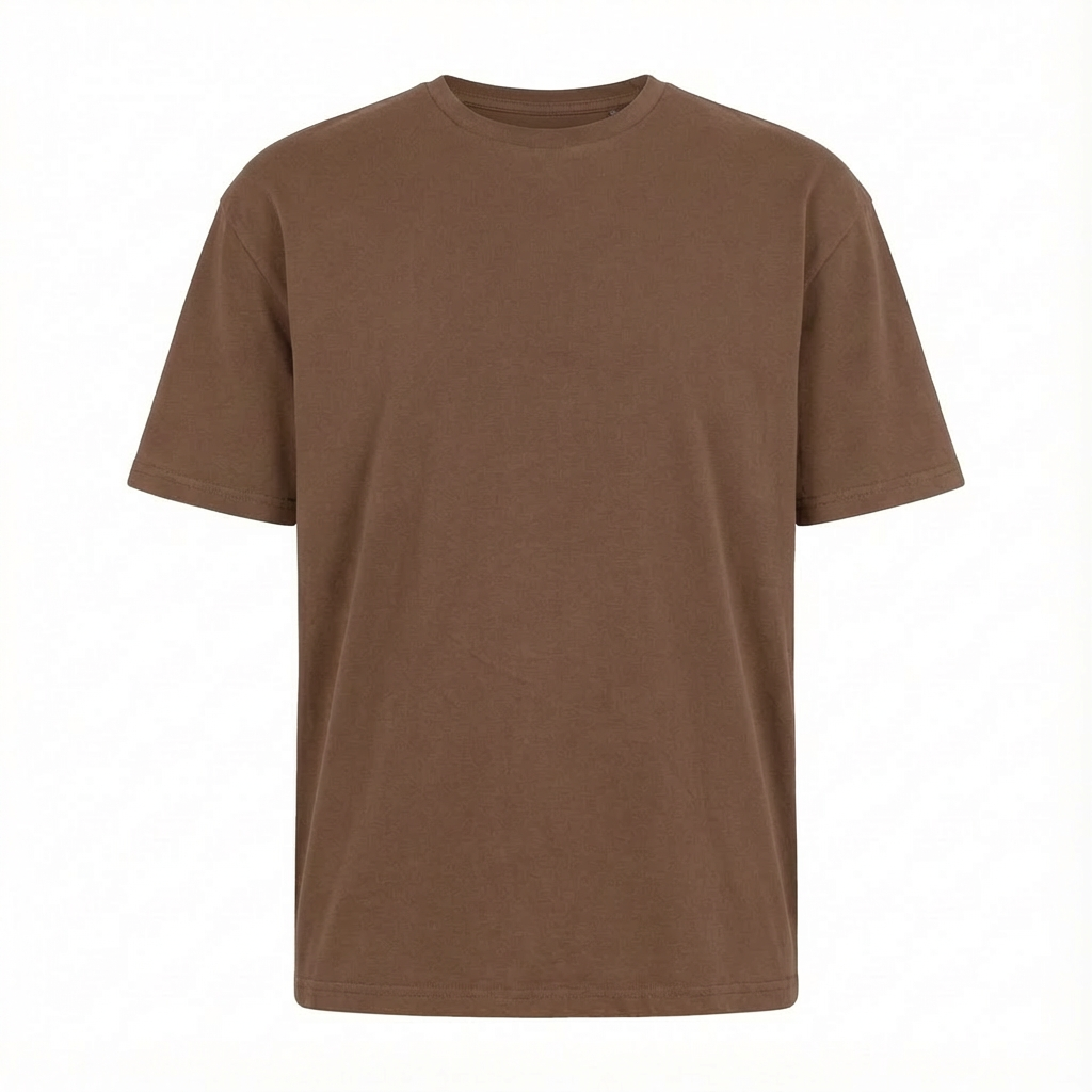 T-SHIRT OVERSIZE Z DELIKATNYM EFEKTEM SPRANIA BRĄZOWY - MOROTAI packshot