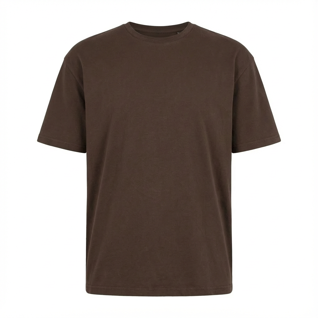 T-SHIRT OVERSIZE Z DELIKATNYM EFEKTEM SPRANIA CIEMNOBRĄZOWY - MOROTAI packshot