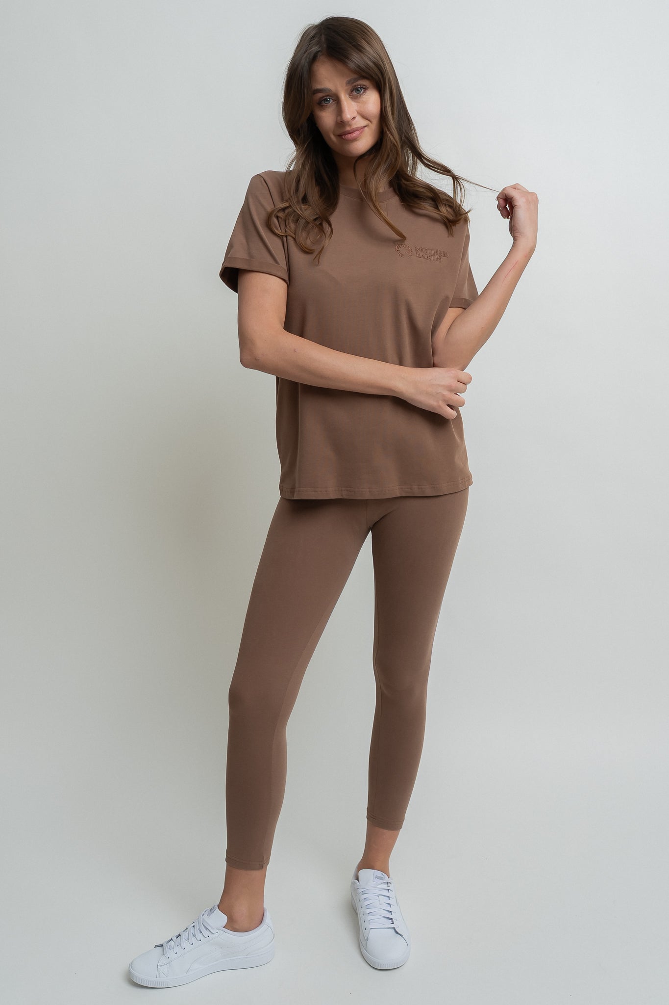 BAWEŁNIANE LEGGINSY BRĄZOWE - LUIZIANA