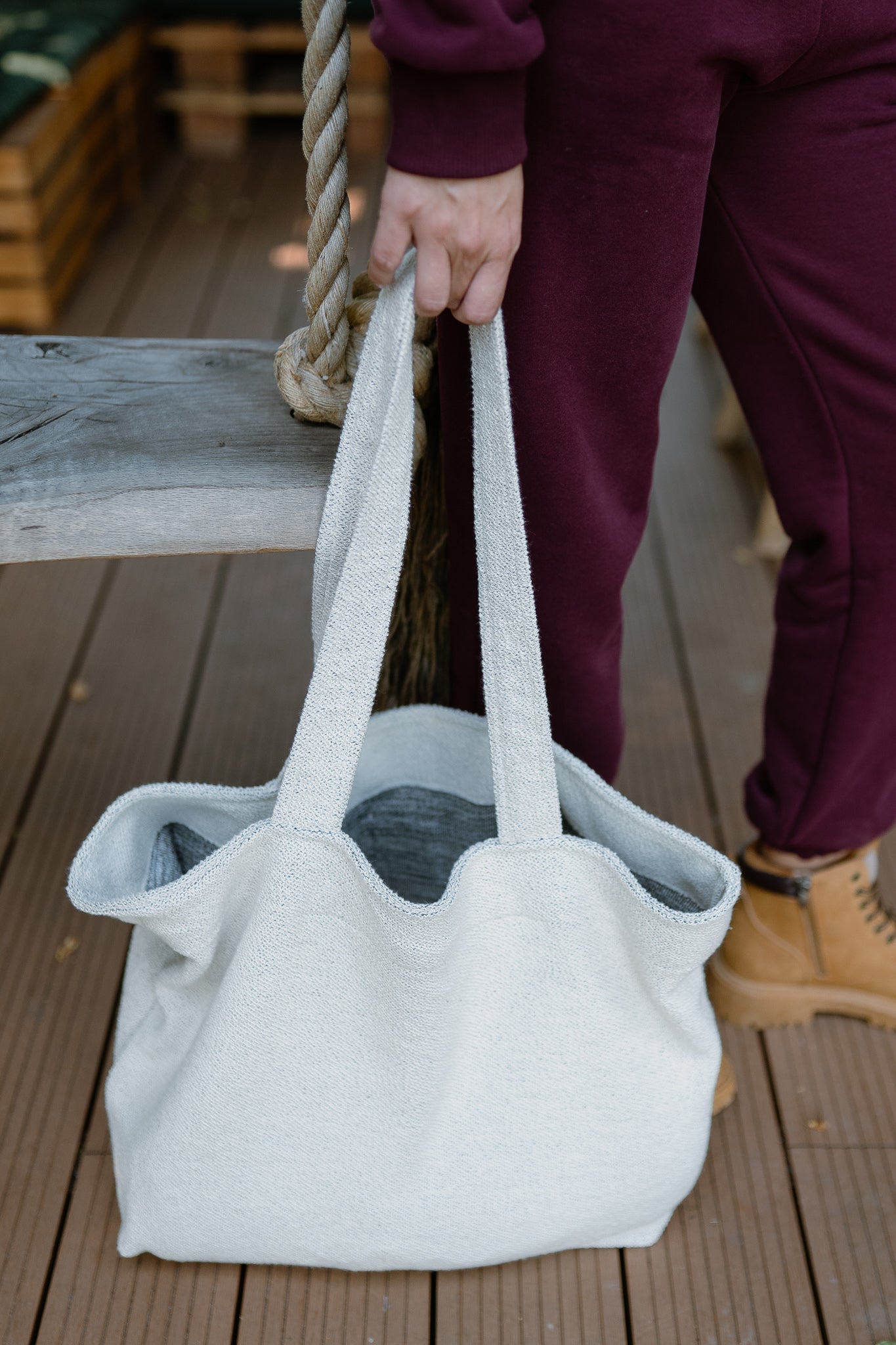 TORBA TYPU SHOPPER  BAG ECRU- FLUFFY BAG