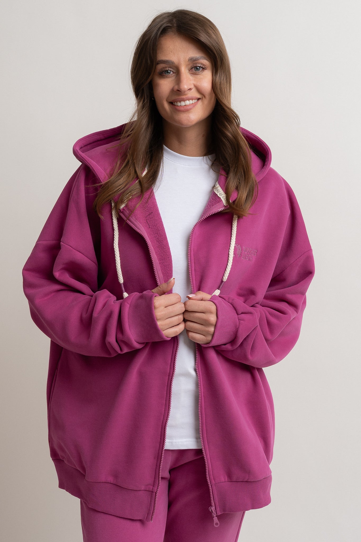 BLUZA Z KAPTUREM ROZPINANA 2nd DROP RÓŻOWA - NIKO