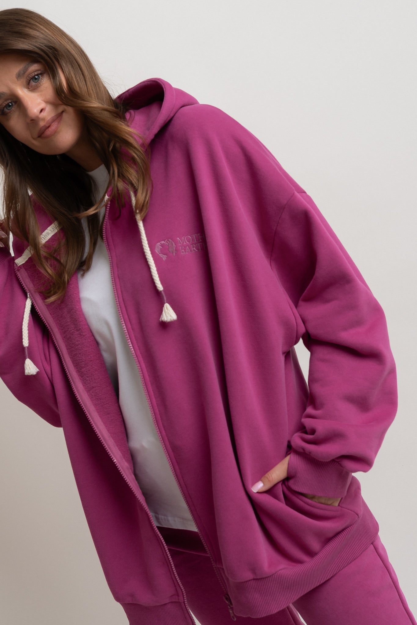 BLUZA Z KAPTUREM ROZPINANA 2nd DROP RÓŻOWA - NIKO