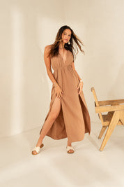 BROWN MUSLIN DRESS - EOLIA