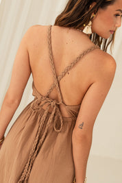 BROWN MUSLIN DRESS - EOLIA