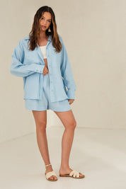 BLUE LINEN SHIRT - DOKOS