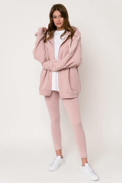 BLUZA Z KAPTUREM ROZPINANA 2nd DROP JASNORÓŻOWA - NIKO