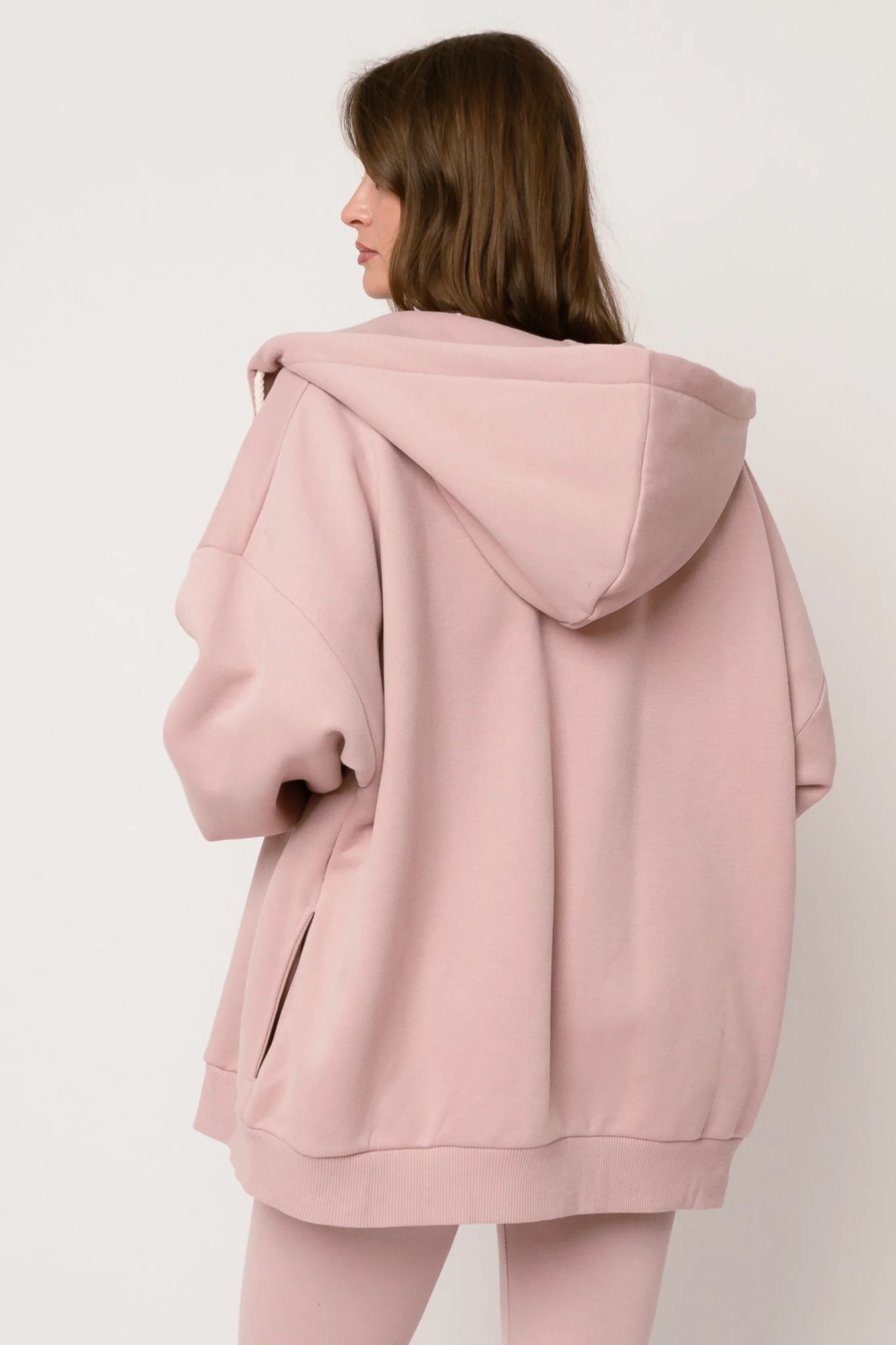 BLUZA Z KAPTUREM ROZPINANA 2nd DROP JASNORÓŻOWA - NIKO