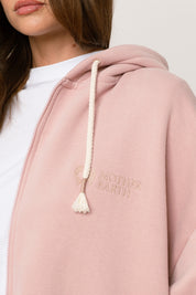 BLUZA Z KAPTUREM ROZPINANA JASNORÓŻOWA - NIKO