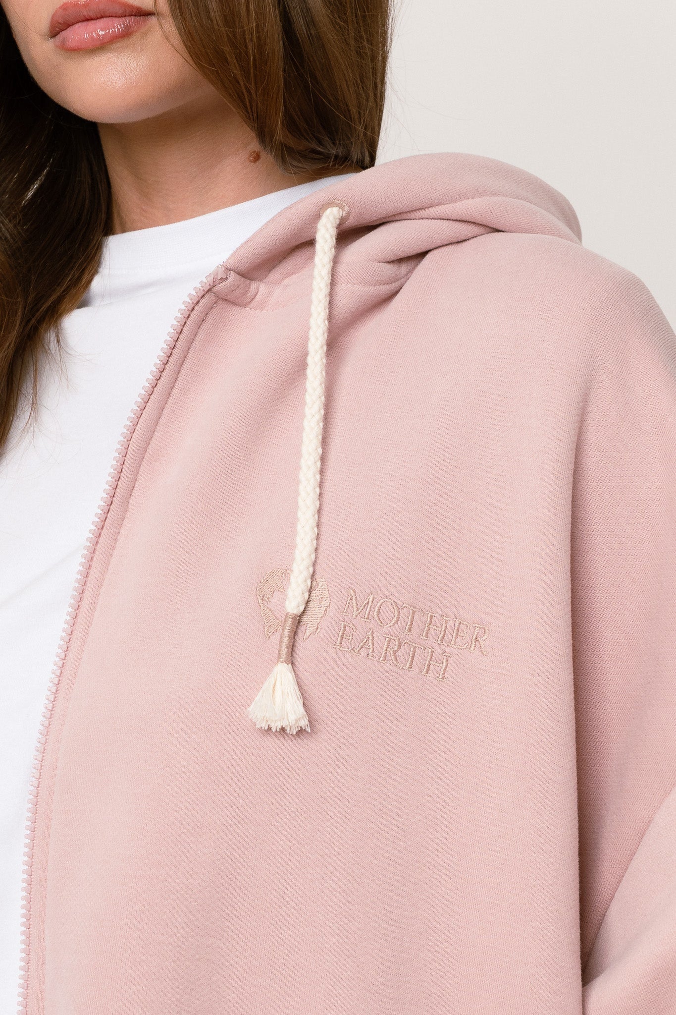 BLUZA Z KAPTUREM ROZPINANA 2nd DROP JASNORÓŻOWA - NIKO