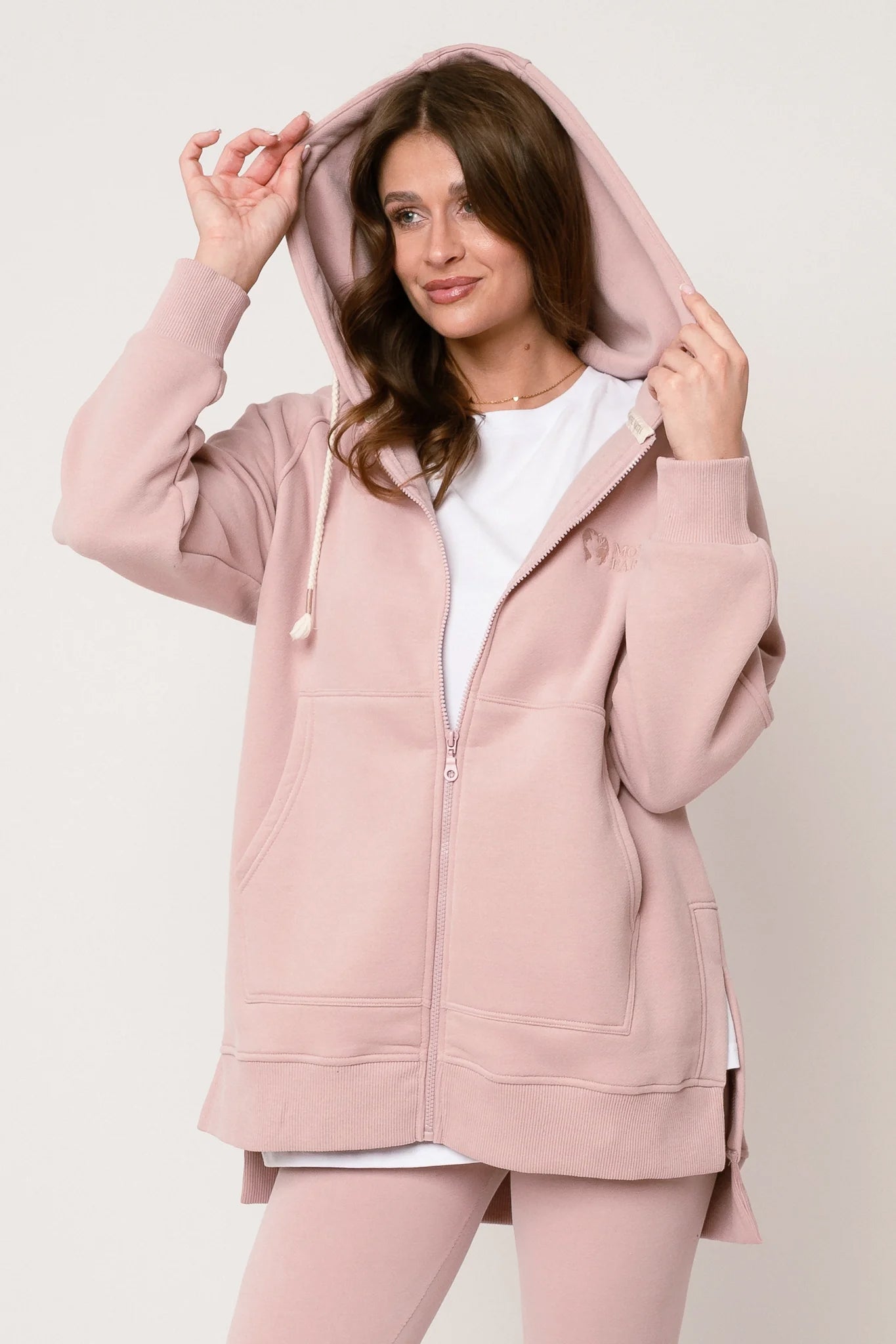 BLUZA Z KAPTUREM OVERSIZE 2nd DROP JASNORÓŻOWA - ESMERALDA