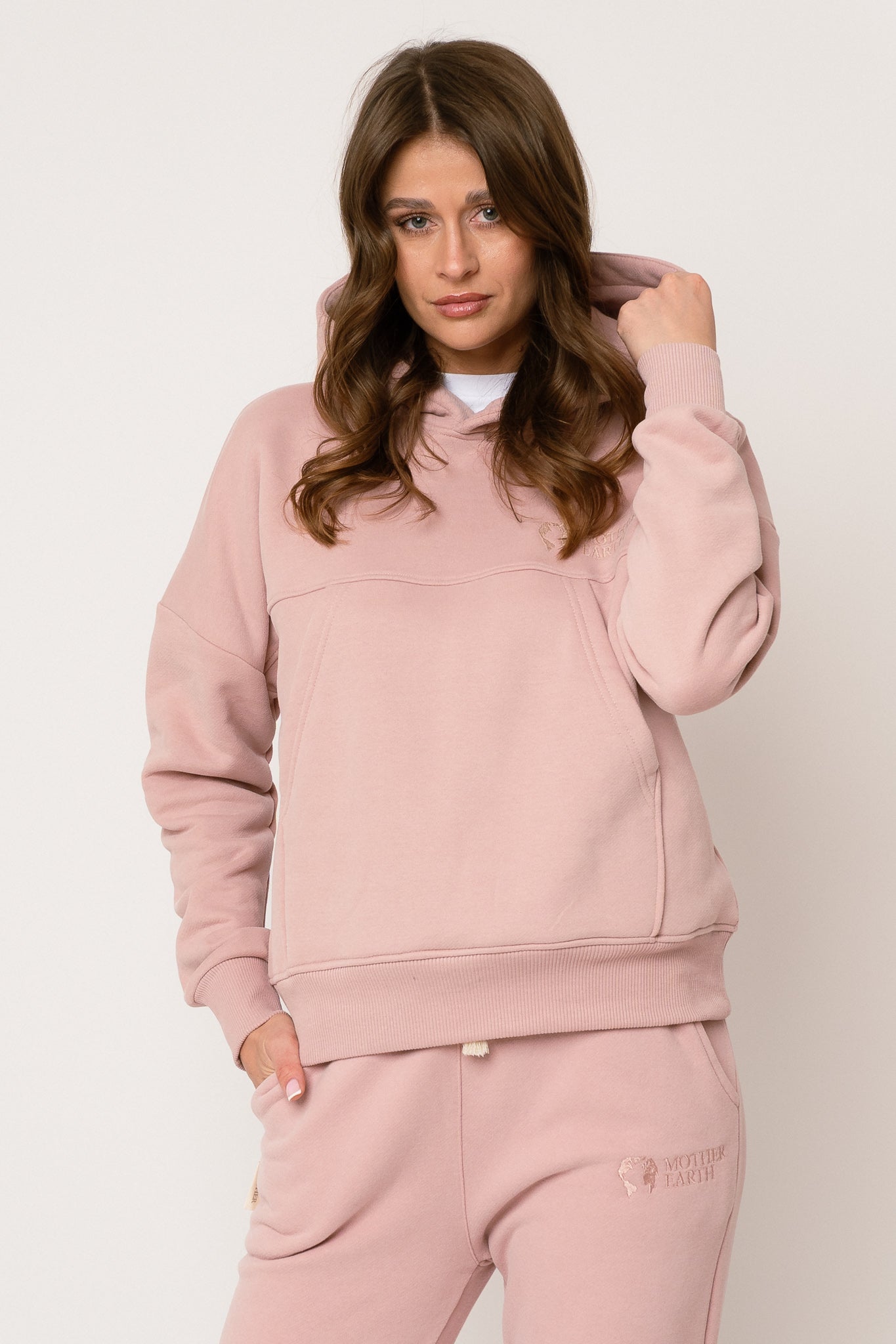 BLUZA Z KAPTUREM JASNORÓŻOWA - MURIA