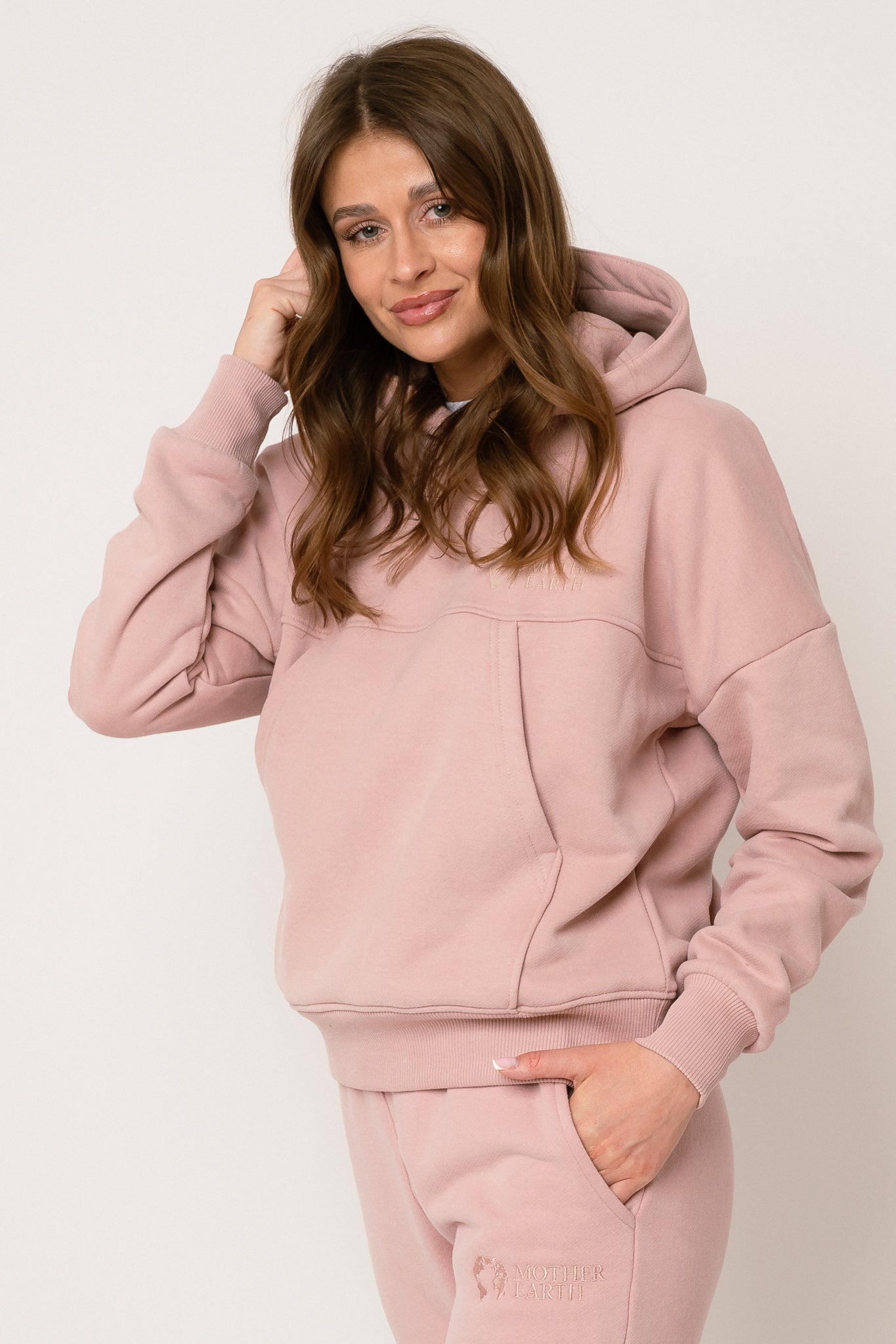 BLUZA Z KAPTUREM JASNORÓŻOWA - MURIA
