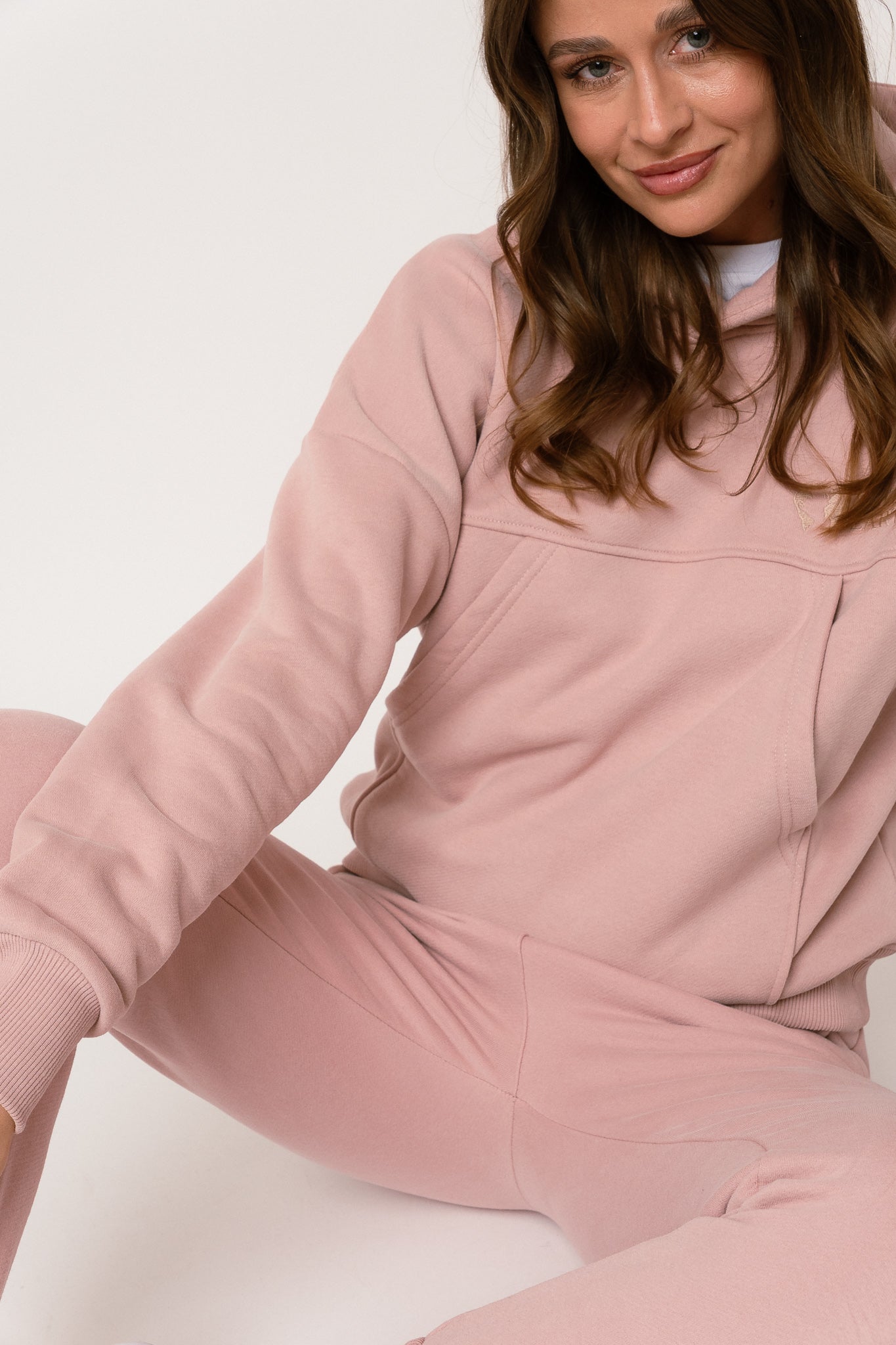 BLUZA Z KAPTUREM JASNORÓŻOWA - MURIA