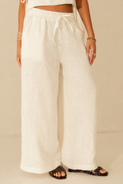 ECRU LINEN TROUSERS - KALIOPE