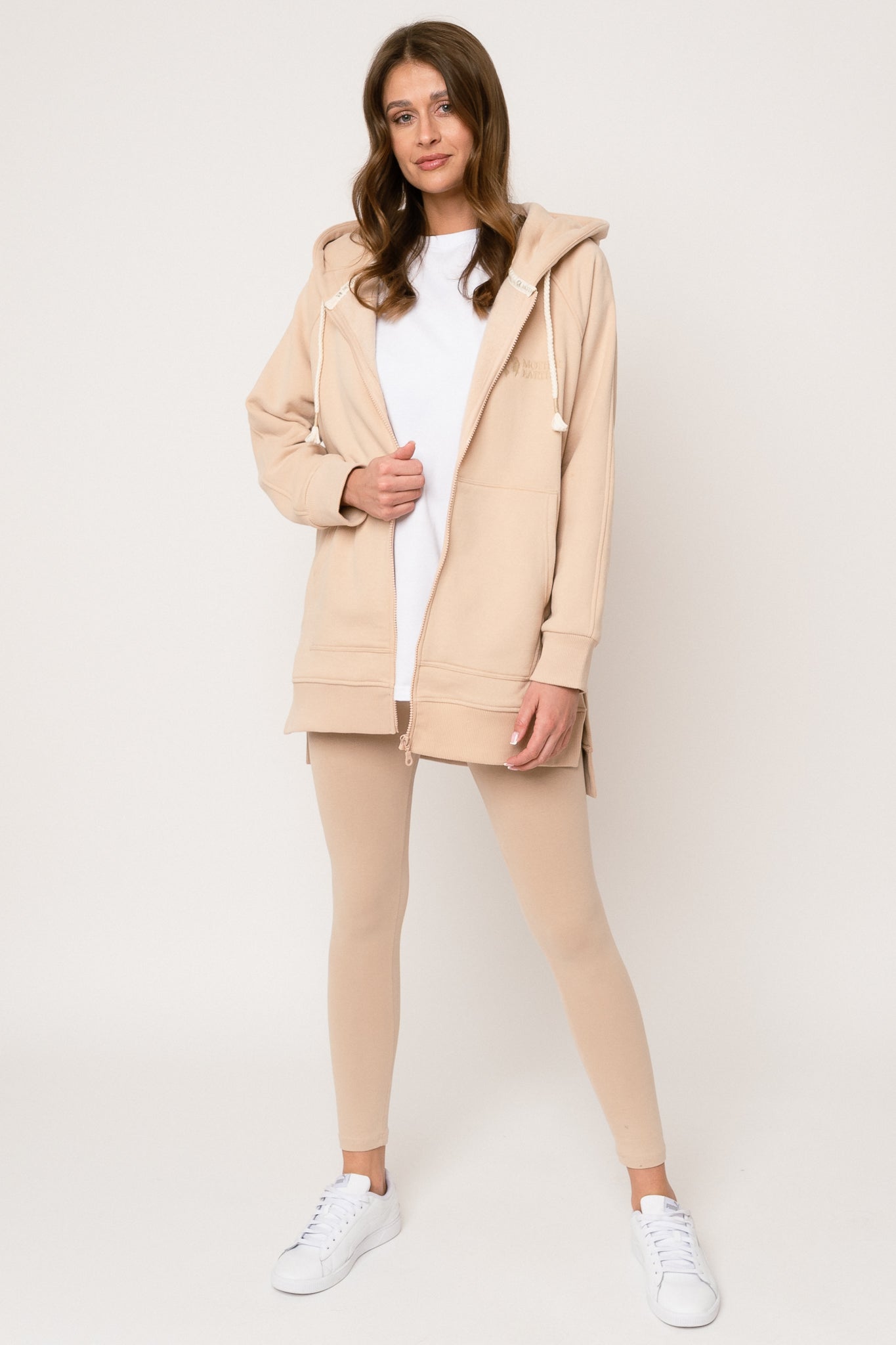BLUZA Z KAPTUREM OVERSIZE BEŻOWA - ESMERALDA