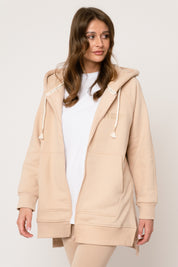 BLUZA Z KAPTUREM OVERSIZE BEŻOWA - ESMERALDA