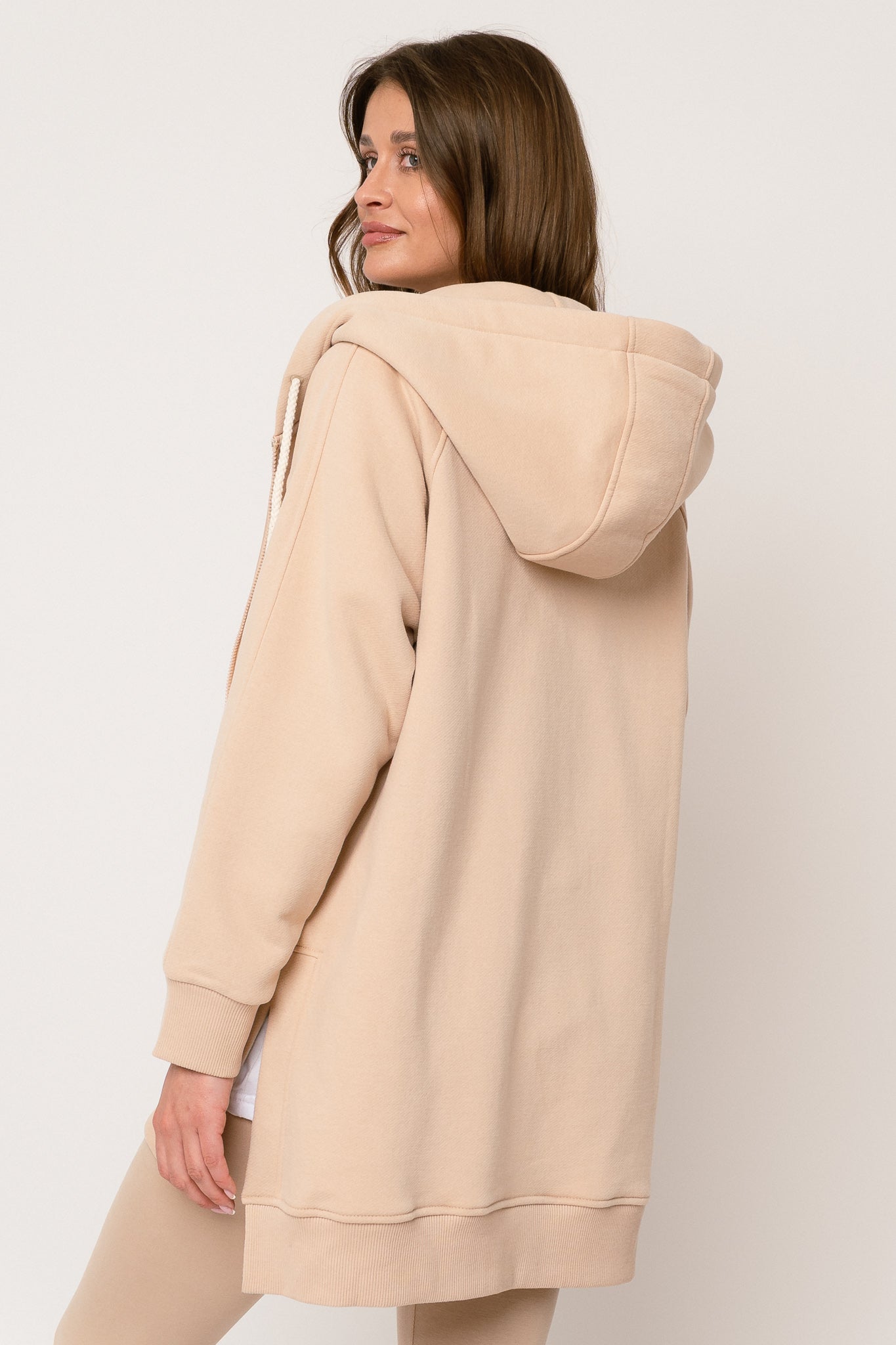 BLUZA Z KAPTUREM OVERSIZE BEŻOWA - ESMERALDA