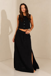 BLACK LINEN SKIRT - LIPSI