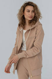 BROWN ZIPPER WITH HOOD - ARINA