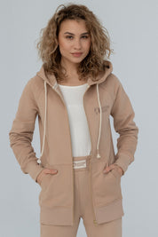 BROWN ZIPPER WITH HOOD - ARINA