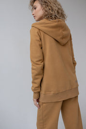 LIGHT BROWN ZIPPER WITH HOOD - ARINA