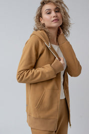 LIGHT BROWN ZIPPER WITH HOOD - ARINA