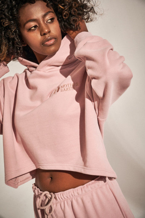 LOOSE SHORT FIT HOODIE LIGHT PINK - DELOS