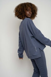 BLUZA O KROJU REGULAR FIT Z DŁUŻSZYM TYŁEM 2nd DROP GRANATOWA - COOK