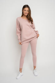 OVERSIZE LIGHT PINK NECKLINE SWEATSHIRT - BISCOE