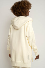 LONG ZIPPED HOODIE LIGHT BROWN - ESMERALDA
