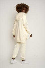 LONG ZIPPED HOODIE LIGHT BROWN - ESMERALDA