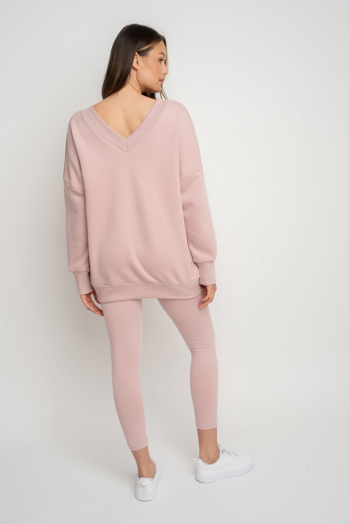 OVERSIZE LIGHT PINK NECKLINE SWEATSHIRT - BISCOE