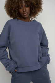 BLUZA O KROJU REGULAR FIT Z DŁUŻSZYM TYŁEM 2nd DROP GRANATOWA - COOK