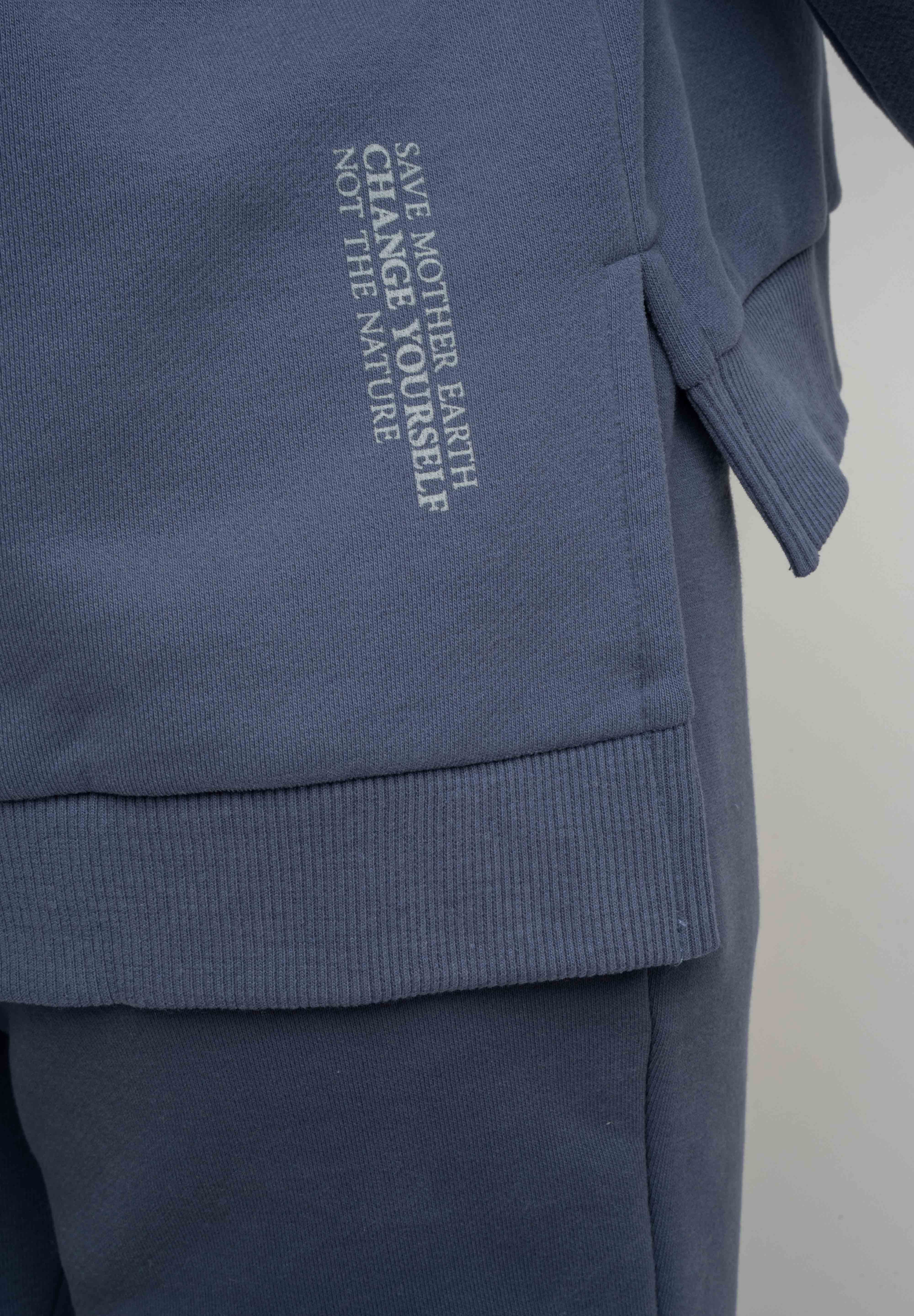 BLUZA O KROJU REGULAR FIT Z DŁUŻSZYM TYŁEM 2nd DROP GRANATOWA - COOK