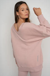 OVERSIZE LIGHT PINK NECKLINE SWEATSHIRT - BISCOE