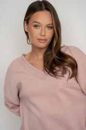 OVERSIZE LIGHT PINK NECKLINE SWEATSHIRT - BISCOE