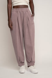 SPODNIE DRESOWE Z EFEKTEM WASHED BORDOWE - RIBE PETIT