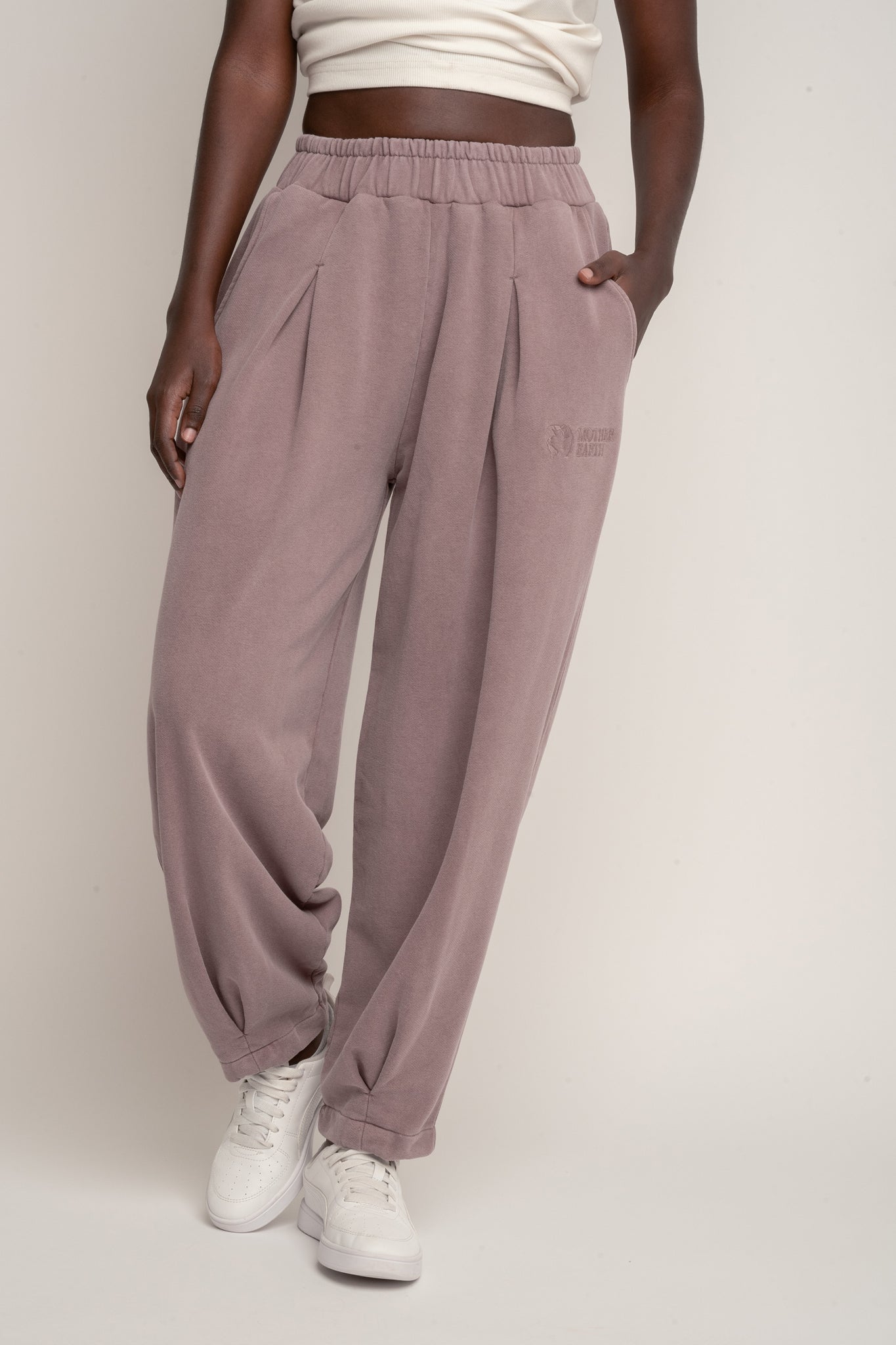 SPODNIE DRESOWE Z EFEKTEM WASHED BORDOWE - RIBE PETIT